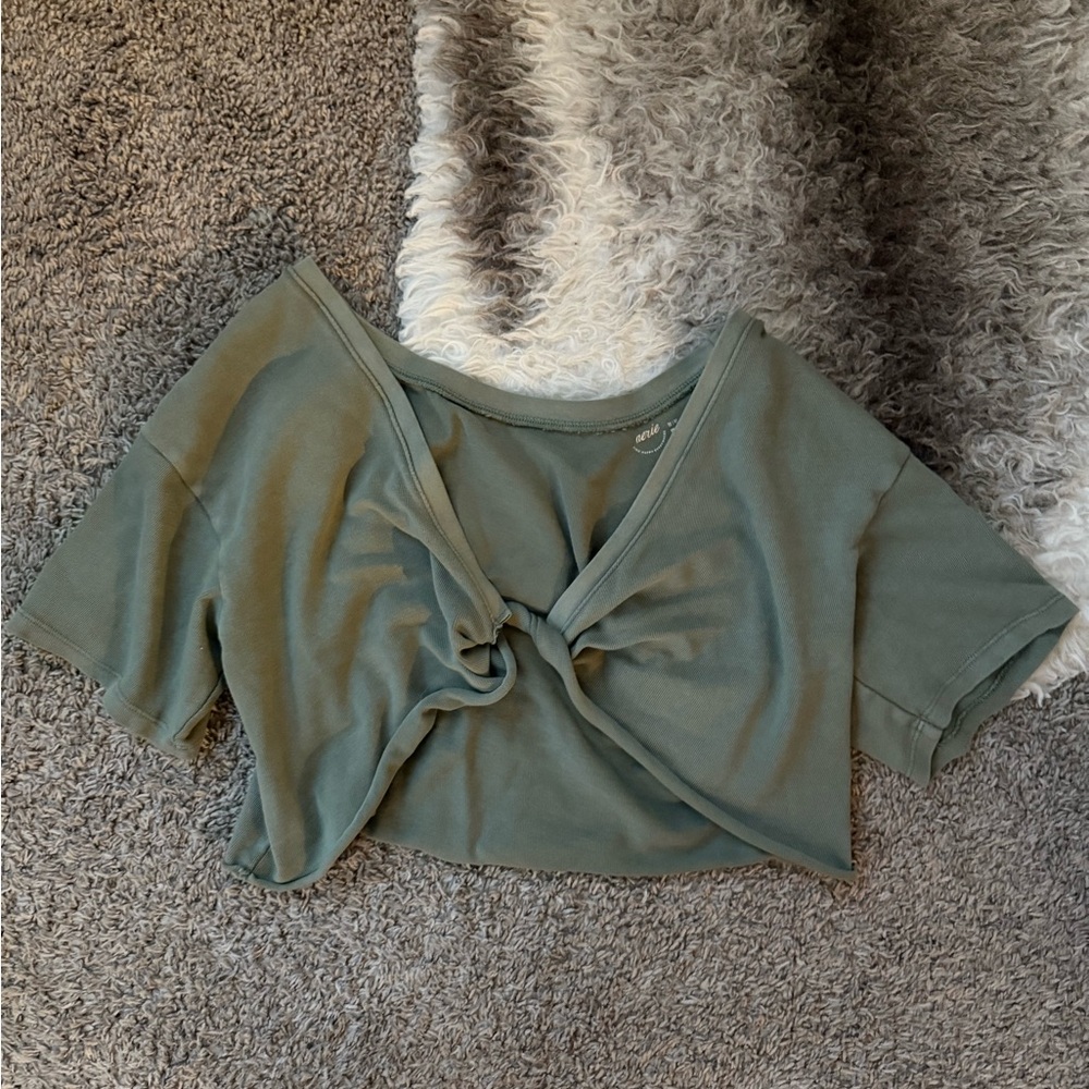 Women's Green Knotted Top